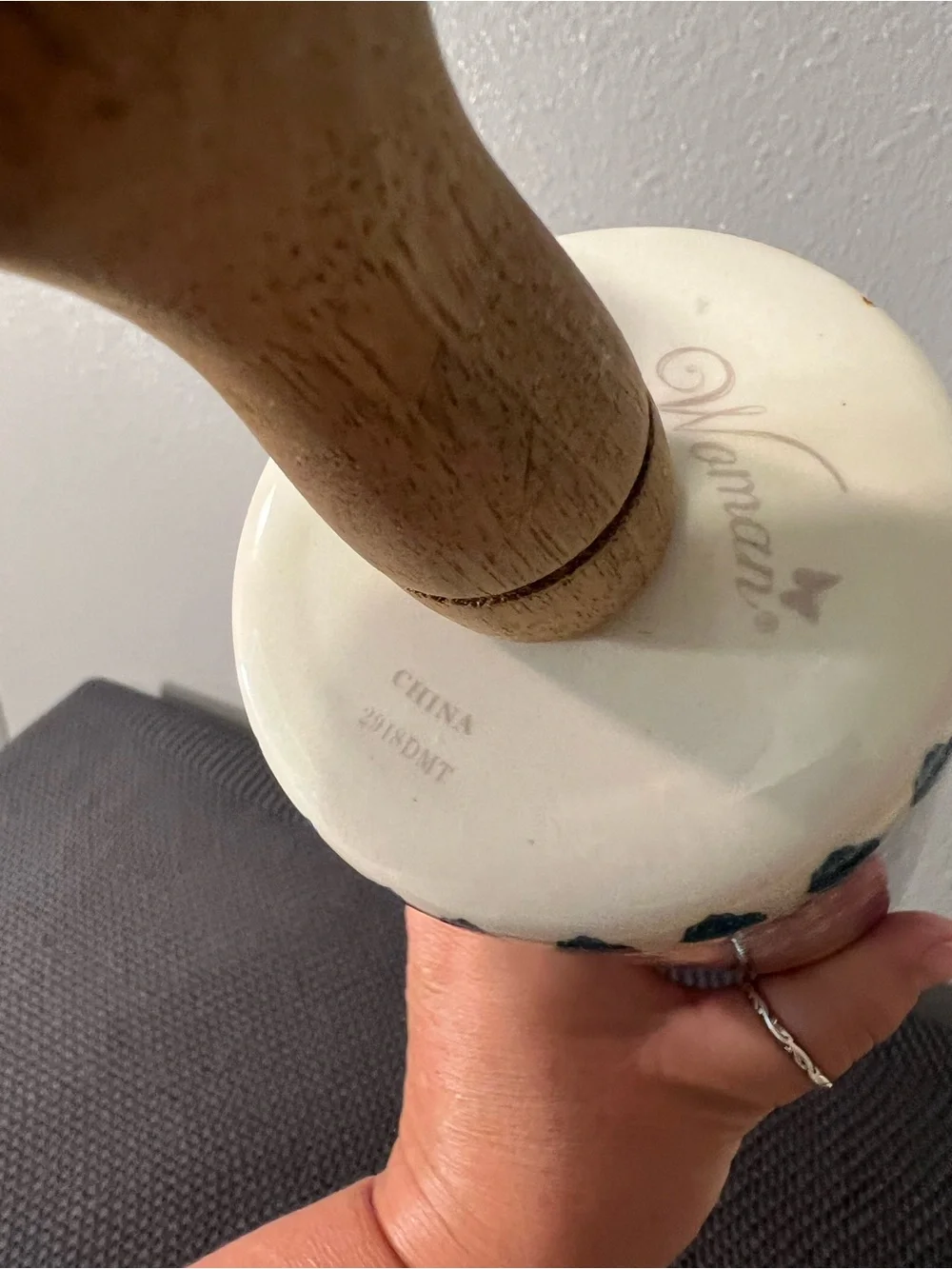 The Pioneer Woman Fiona Floral Ceramic Rolling Pin, Retired, Wood Handles 18in